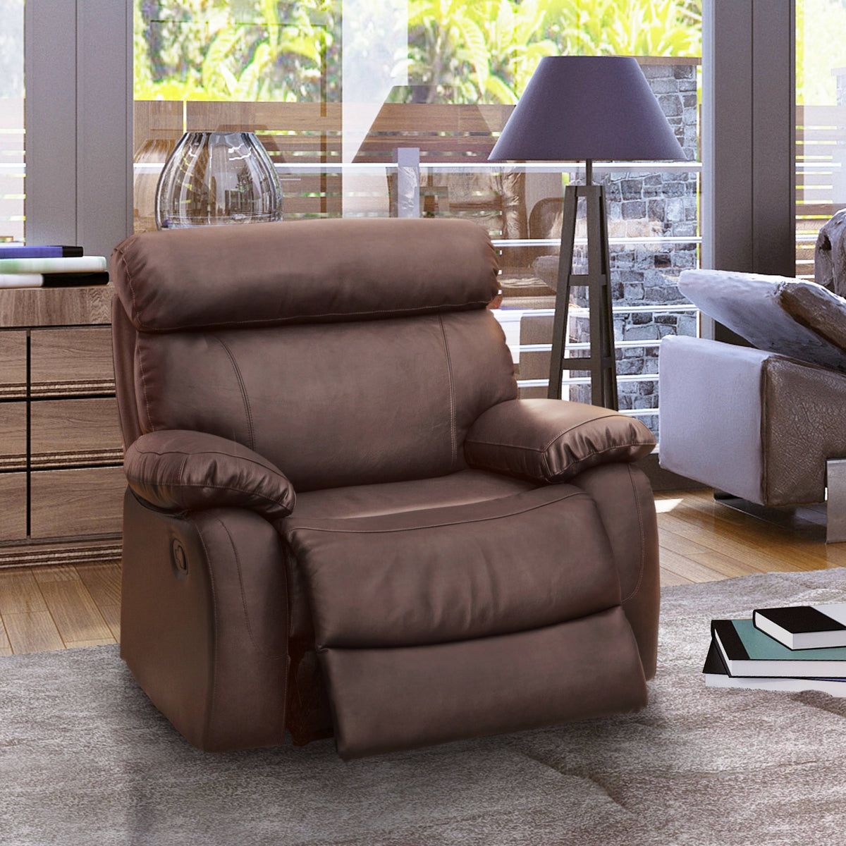 Brown Leather Glider Recliner A324