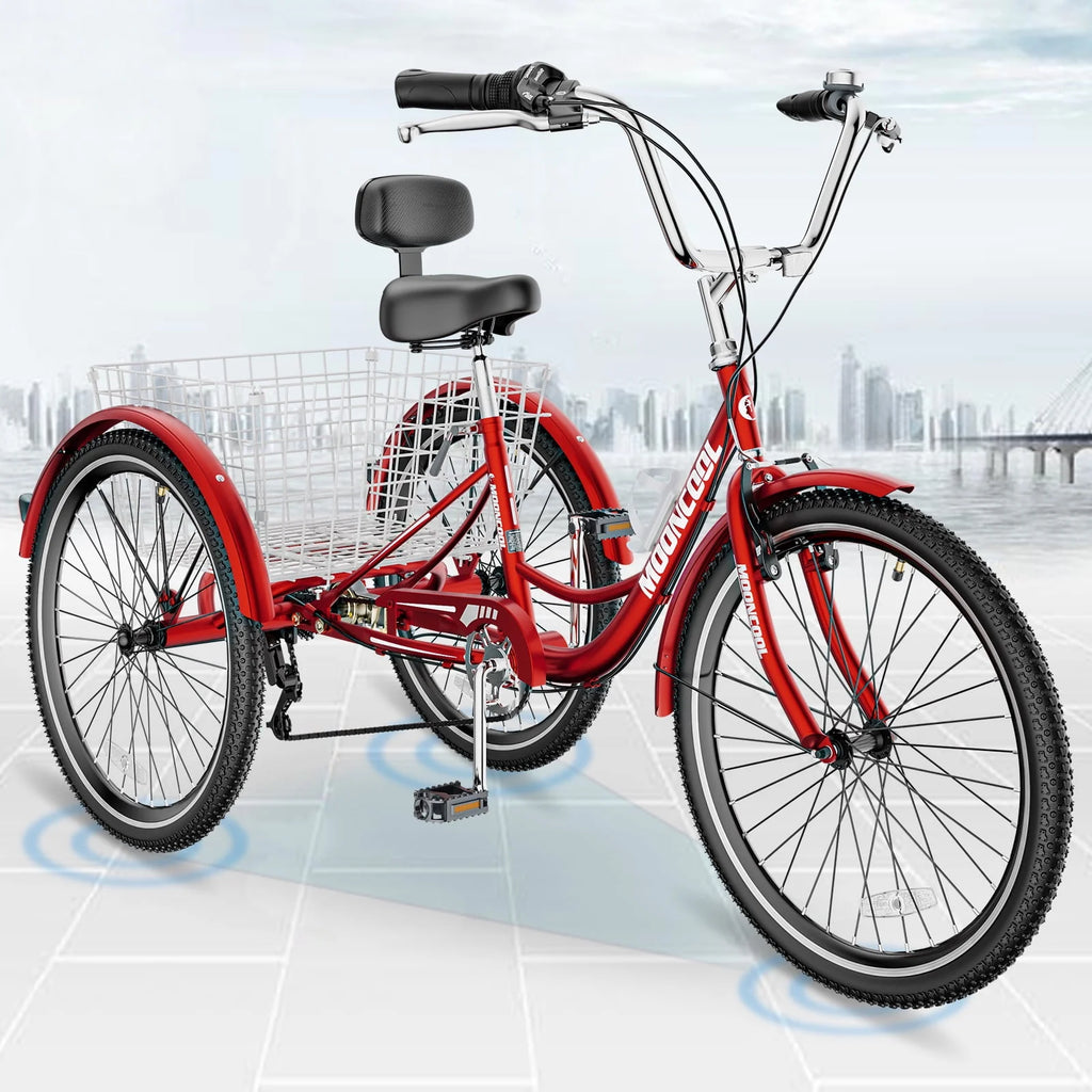 20/24/26 inch 7 Speed Folding Adult Tricycle with Cargo Basket C45336