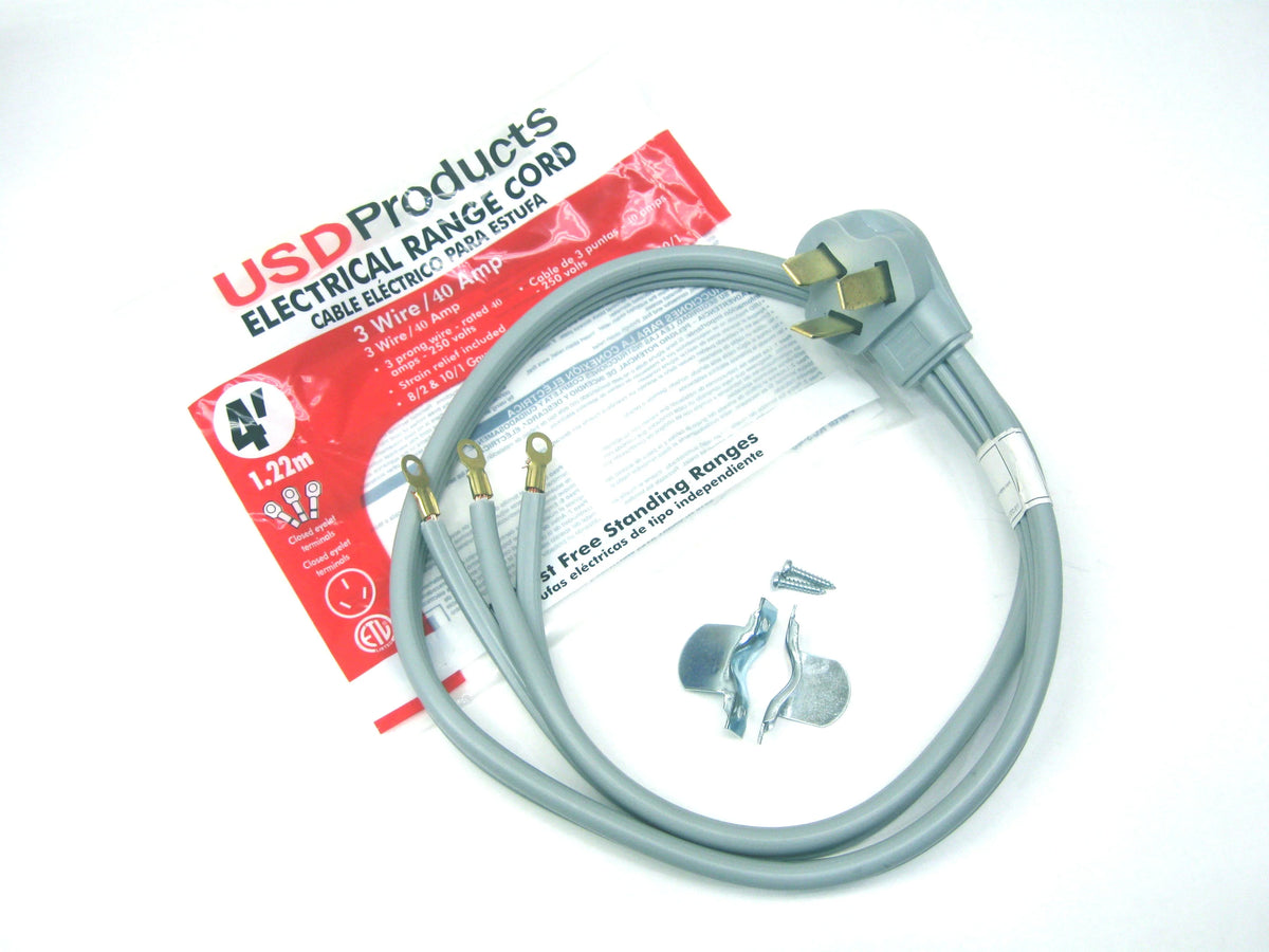 3 Prong 40 Amp 4' Electric Range Oven Power Cord Z390