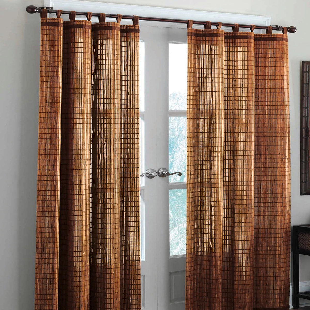 Honey Oak Brown Window Curtain G7217