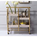 Gold White Serving Bar Cart T3779