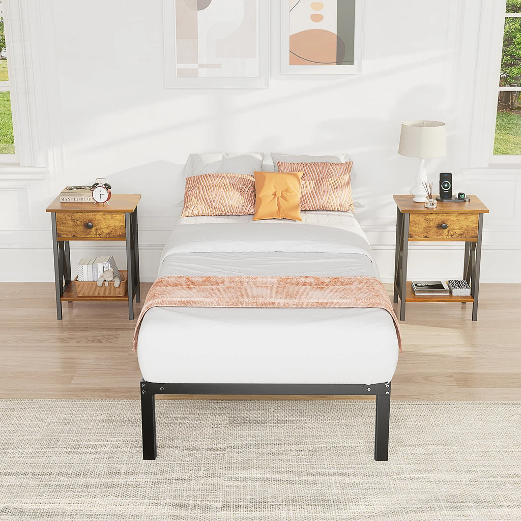 Full Size Heavy Duty Platform Bed Frame with Underbed Storage S3078
