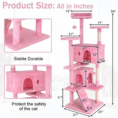 Dark Gray 70 Inches Cat Tree with Litter Box Enclosure G977