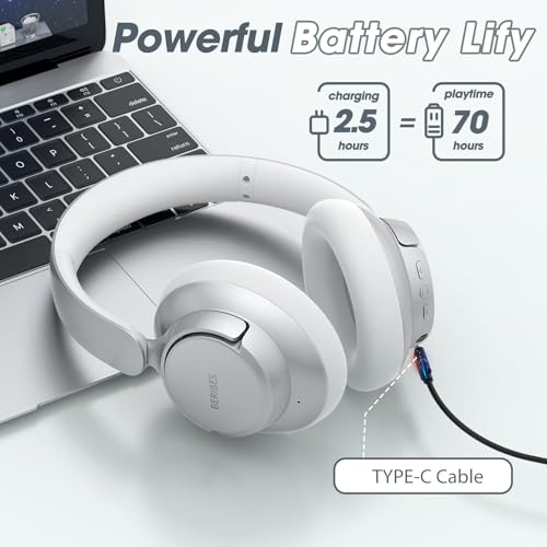Hybrid Active Noise Cancelling Headphones with Transparent Modes, 70H Playtime Bluetooth Wireless with Mic, 3.5MM Cable, Soft Earpads, Fast Charging, Black B328976
