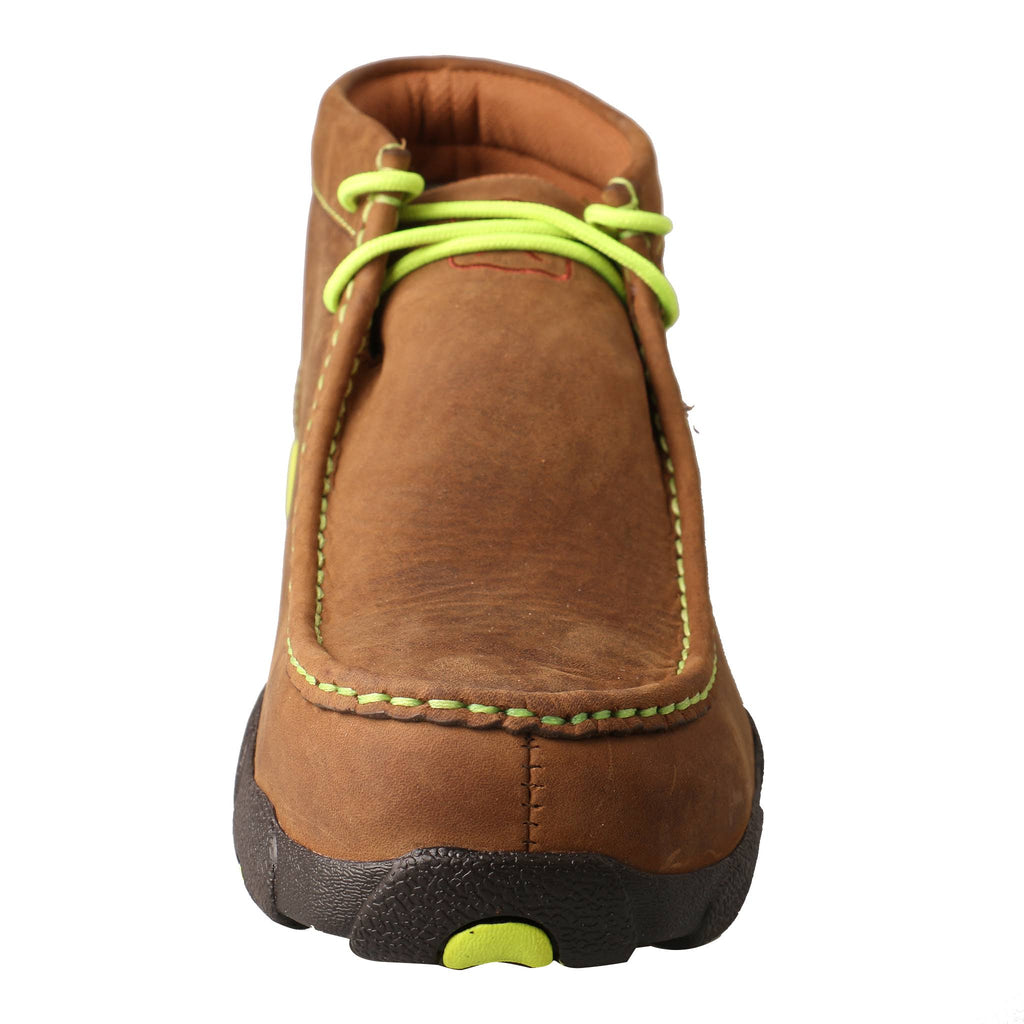Distressed Saddle/Neon Yellow Leather Driving Moc U73445