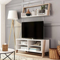 Beige 2-Piece TV Console with 6-Shelves Y17977