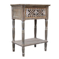Farmhouse Wood Storage Cabinet with Drawer and Shelf, Antique Brown and White A378