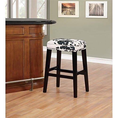 Black Wood Cow Print Bar Stool N86083