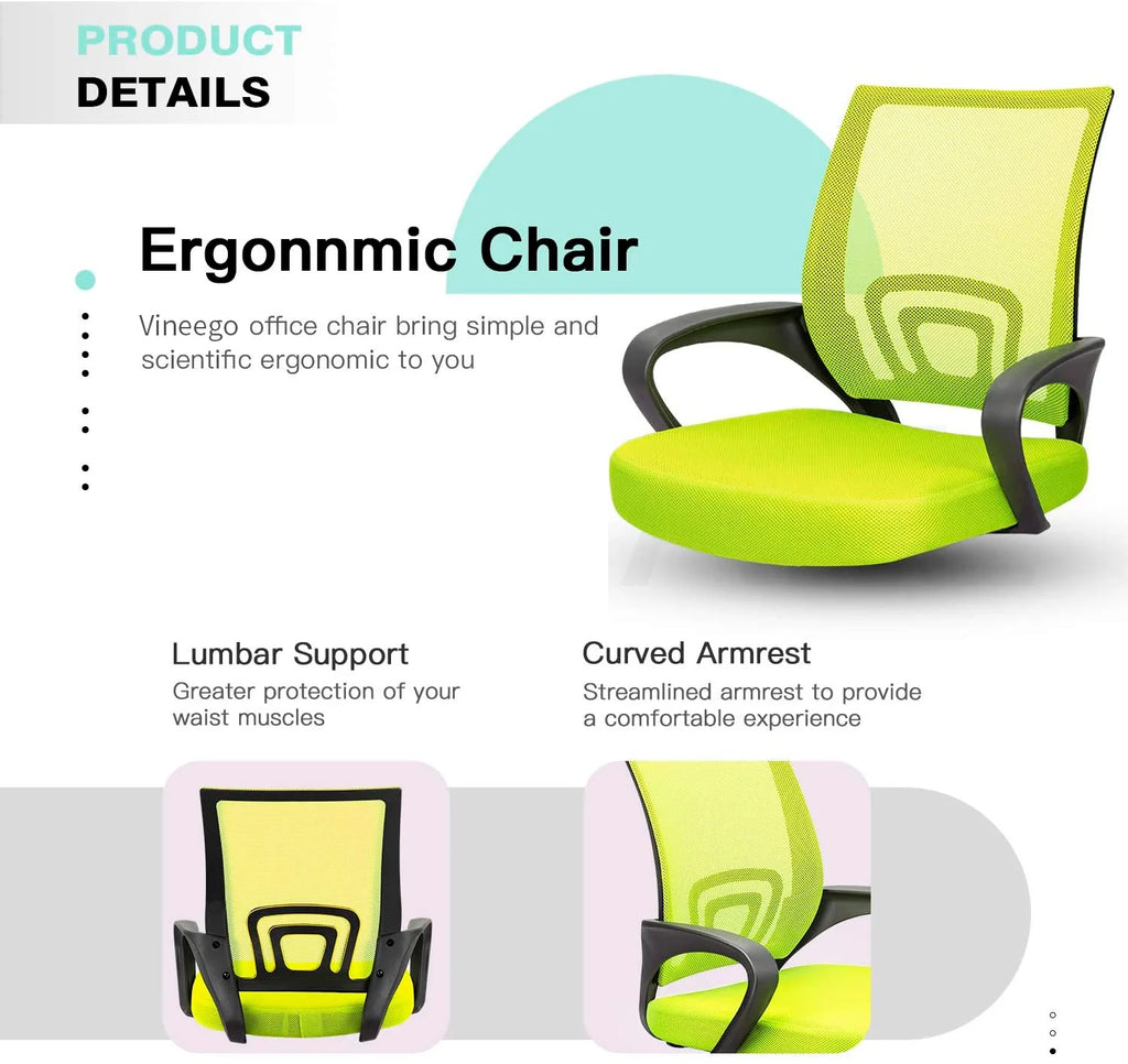Green Mesh Ergonomic Office Chair with Lumbar Support and Armrest X6809