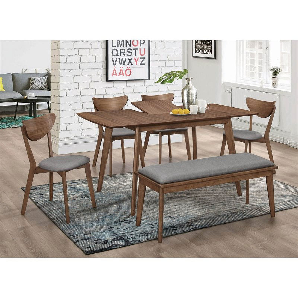 Natural Walnut and Grey Dining Room Set U598200