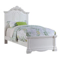 White Wooden Full Size Bed with Carved Headboard N5609