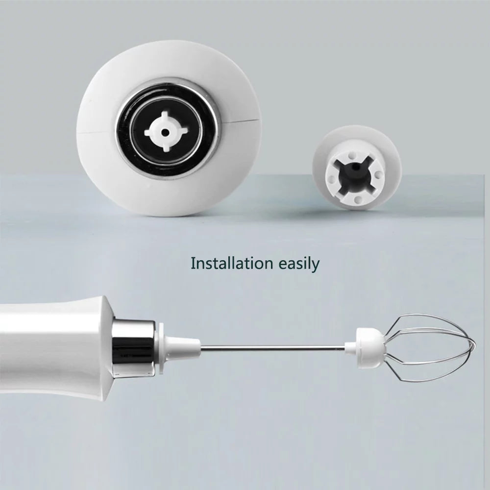 USB Rechargeable Handheld Electric Milk Frother with Stainless Whisk D457