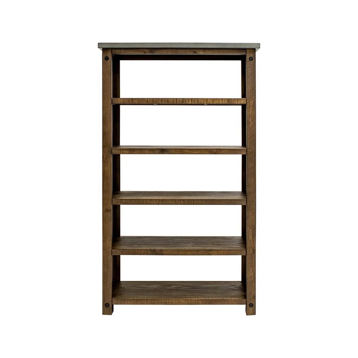 Open Wood Bookcase Shelving Brown Concrete Top E993