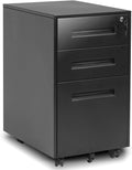 Black 3 Drawer Metal Rolling Vertical File Cabinet C11423