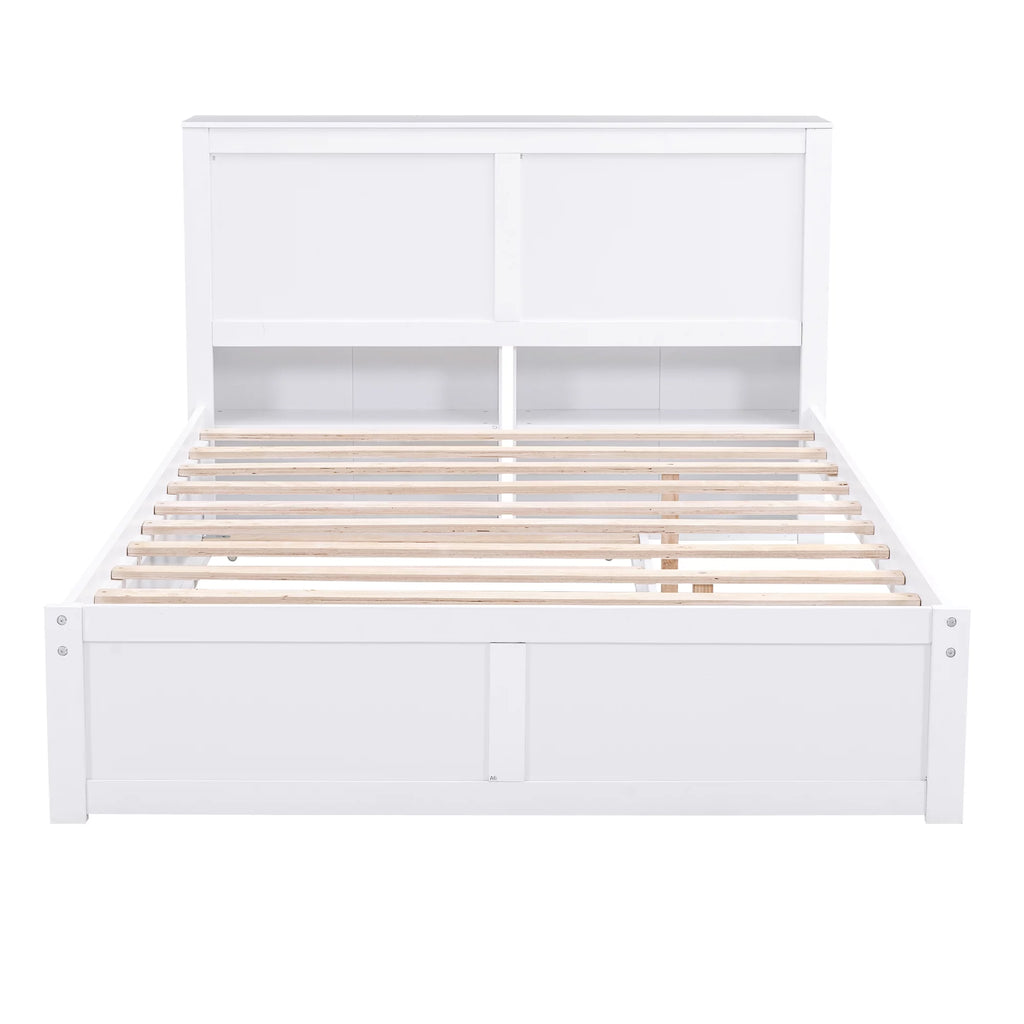 Full Size Wood Platform Bed with Trundle and Storage S48337