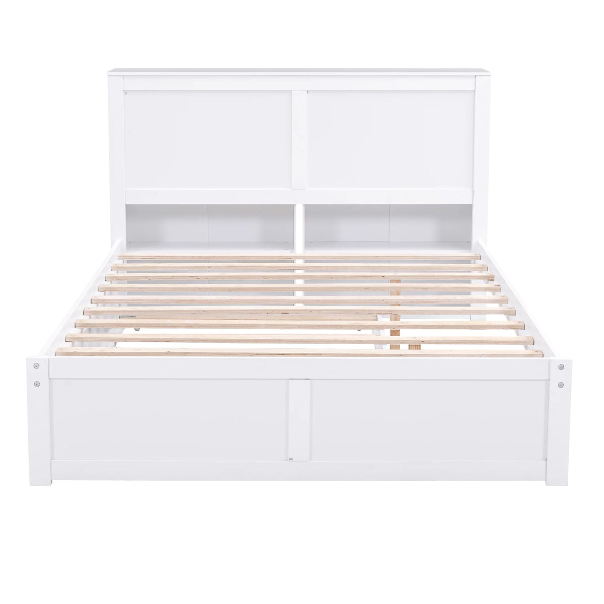 Full Size Wood Platform Bed with Trundle and Storage S48337