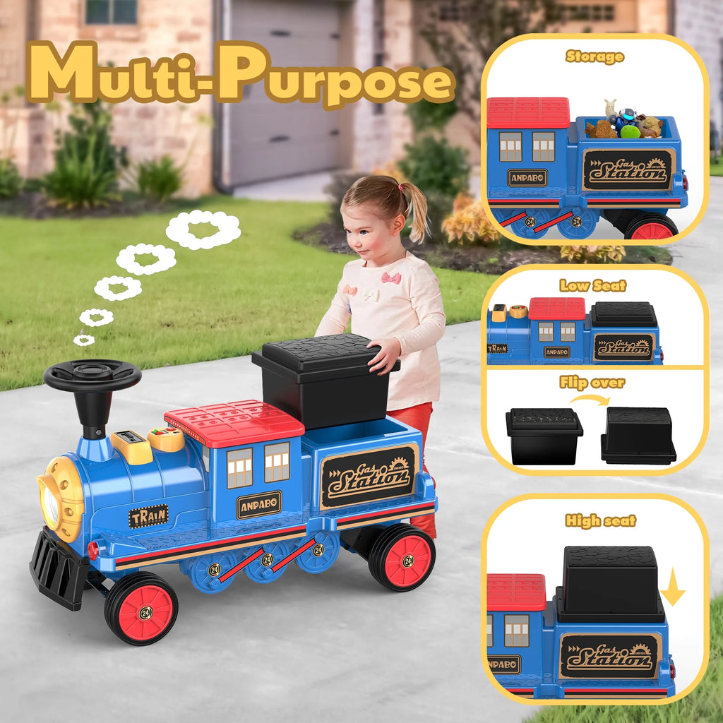 12 Volt 2 Seater Kids Ride on Train with Storage Box O9914