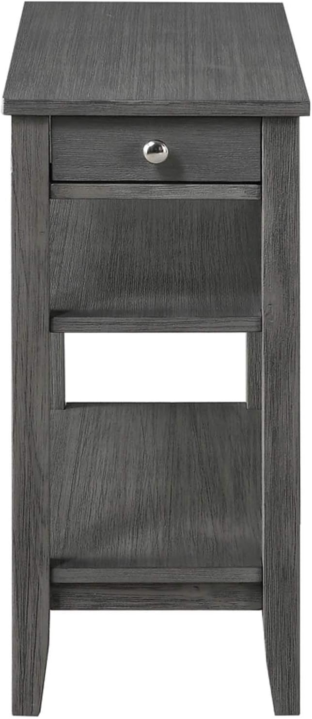 Three Tier End Table with Drawer, Dark Gray I467