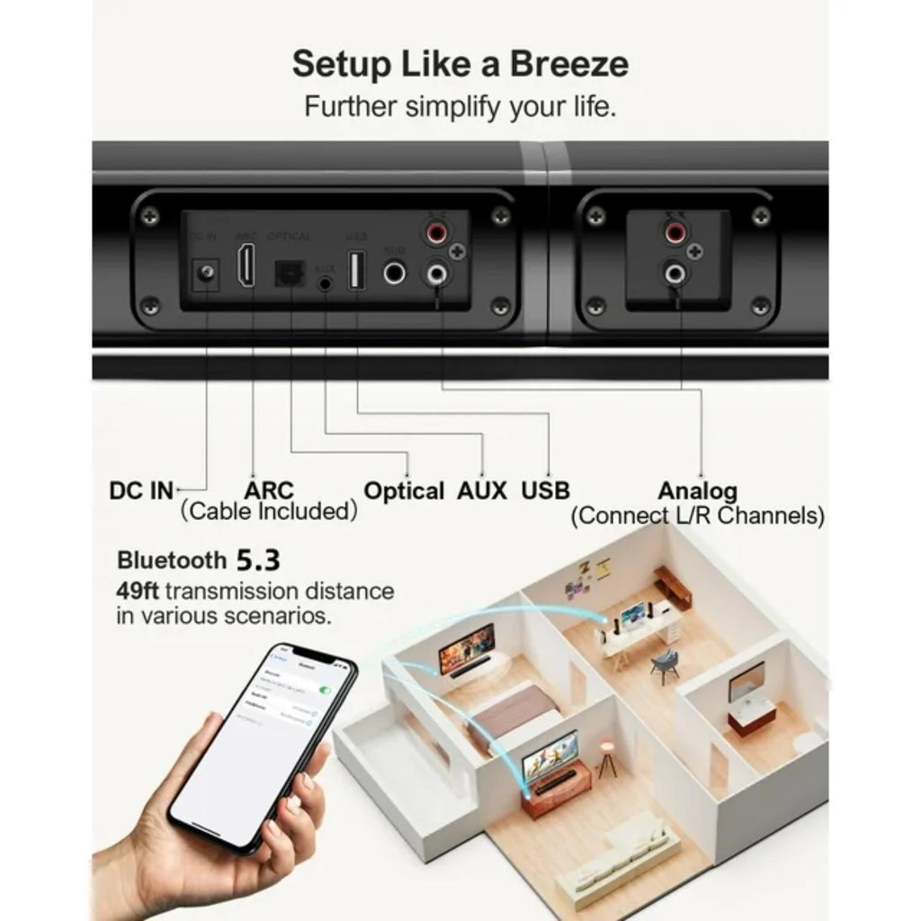 2.2ch Sound Bar with Dual Subwoofer V40200