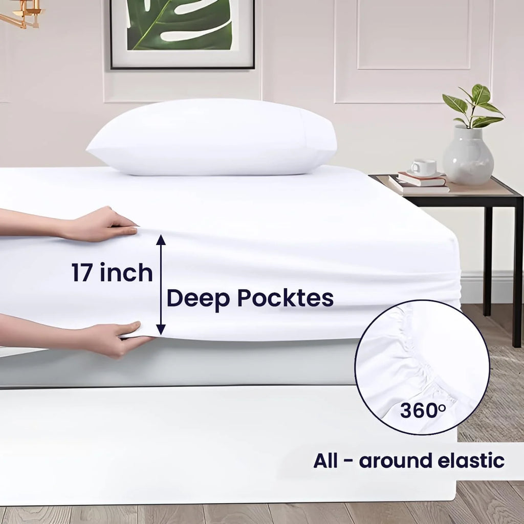 White 4-Piece Queen Egyptian Cotton Sheet Set W1425