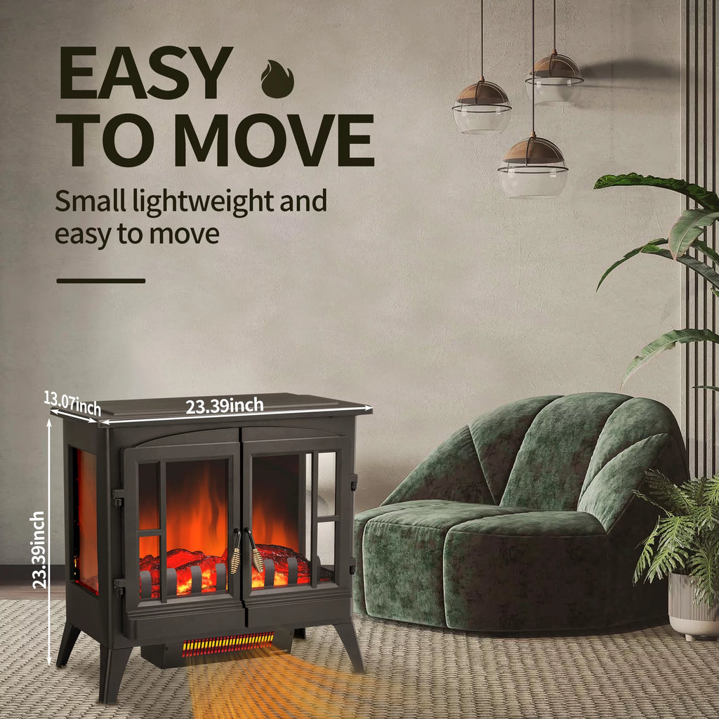 Electric Fireplace Stove, Freestanding, Portable, Thermostat, 1000W/1500W (23 Inch) G408