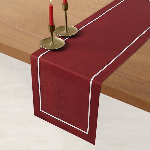 Red 14 x 120 Inch 100% Pure Linen Table Runner P42404