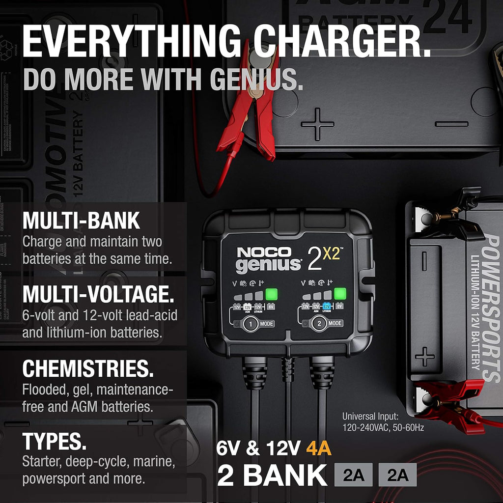 2-Bank 4-Amp Fully-Automatic Smart Battery Charger F67263