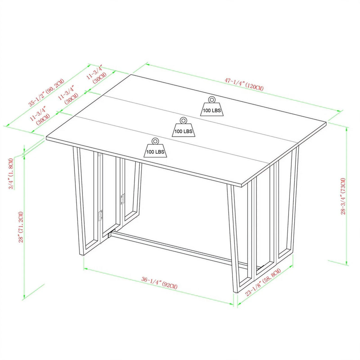 47" Drop-Leaf Wood Dining Table N656779