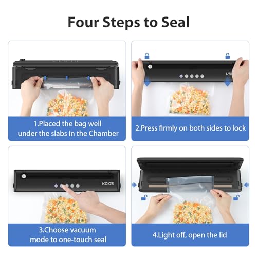 Compact Food Sealer with Cutter, Dry & Moist Modes, 10 Sealing Bags & Air Suction Hose E791