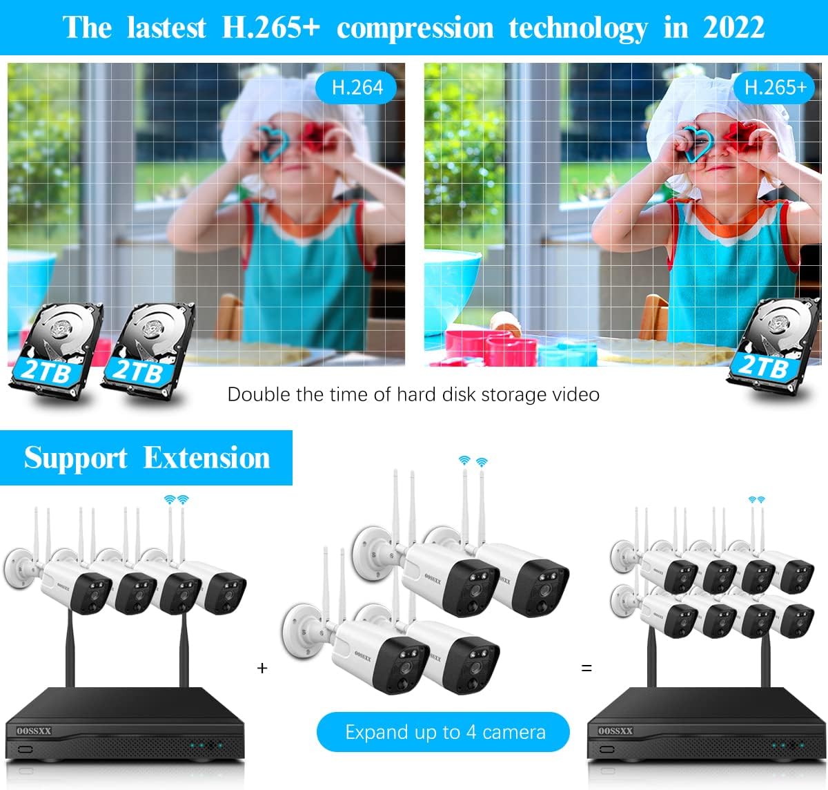 3K 5.0MP Wireless Security Camera System with 2TB Hard Drive C8717