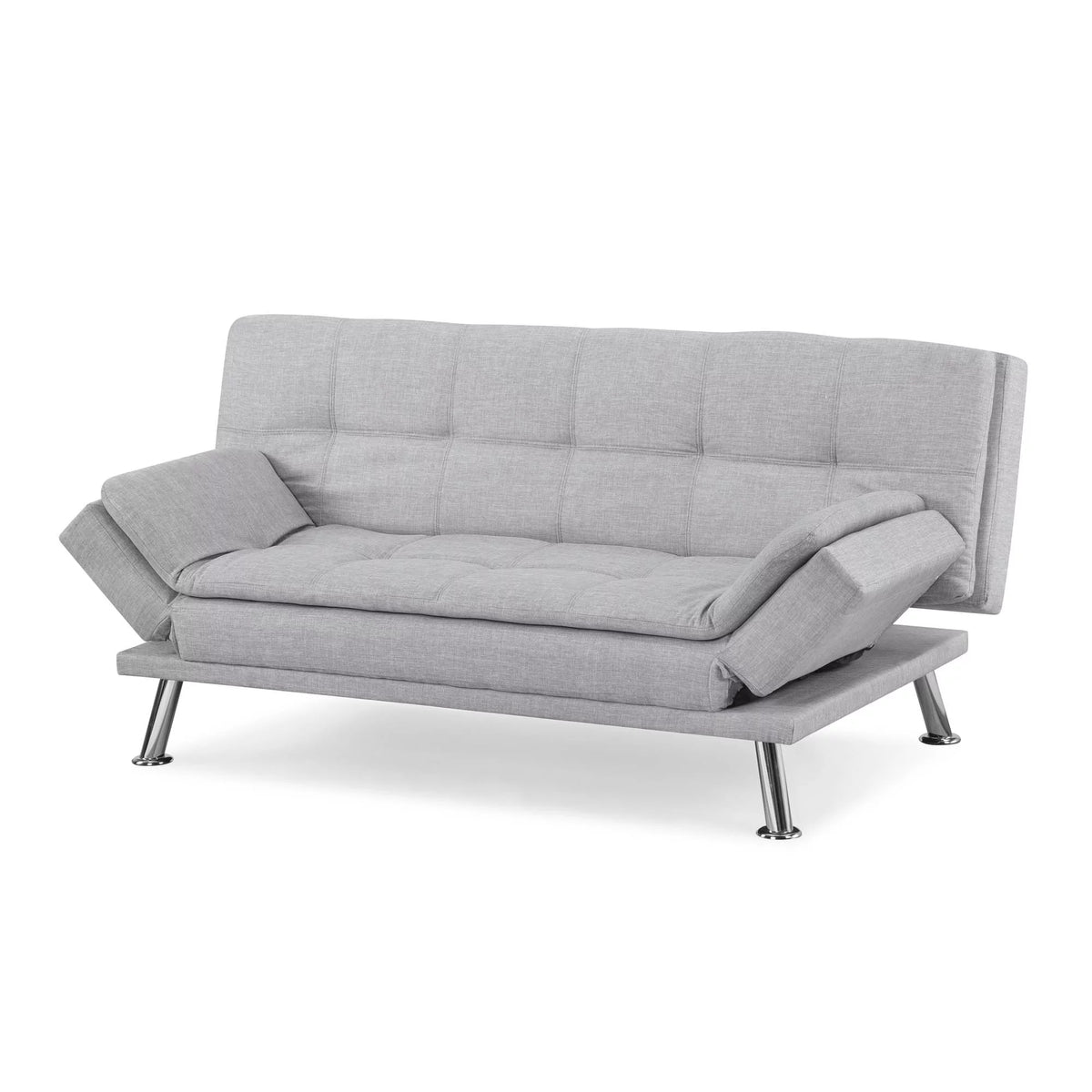 Light Gray Upholstery Futon with Adjustable Arms V836