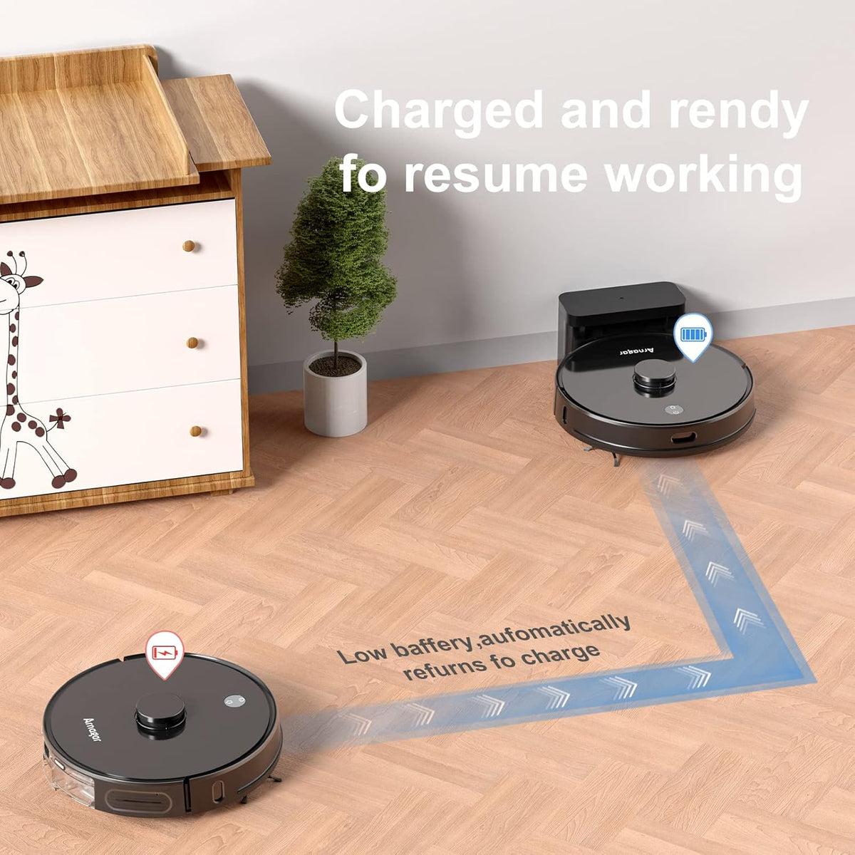 S8 Robot Vacuum and Mop Cleaner, 3500Pa Suction, App and Alexa Compatible W52259