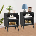Set of 2 Black Nightstand with Storage Cabinet S843495