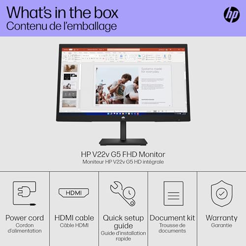 22 Inch Full HD 1080p Desktop Monitor 75Hz 5ms Anti-Glare Low Blue Light HDMI VGA Black Y262957
