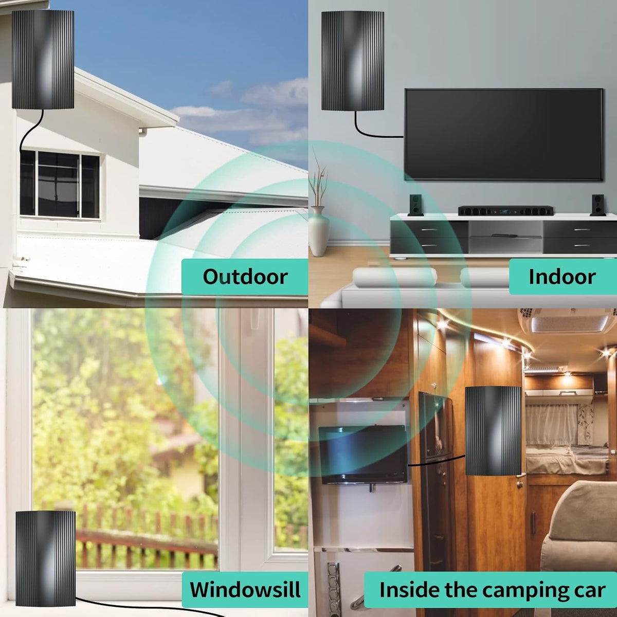 Digital TV Antenna 380 Miles Range Indoor Outdoor 4K 1080P A20912