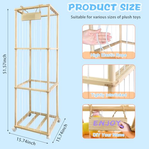 Wooden Stuffed Animal Storage Organizer with Elastic Band R94125