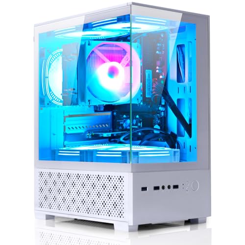 White Desktop PC AMD Ryzen 7-5700G 8 core 3.9GHz 16G DDR4 RAM 512GB NVME SSD Tower Computer with Power Supply 400W J603