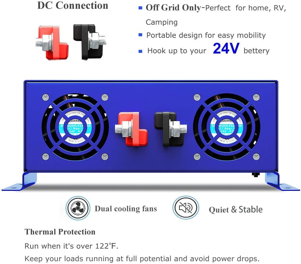 3000W Pure Sine Wave Power Inverter 24V DC to 110V 120V AC N861