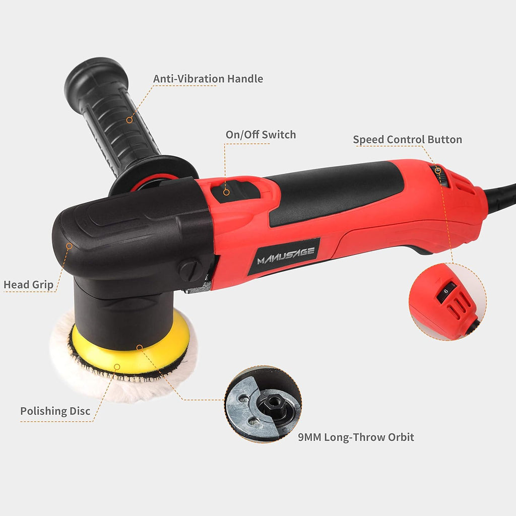 3-Inch Dual Action Car Polisher with 4 Foam and 1 Wool Pads W55069