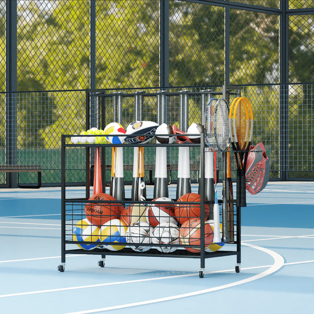 4 Tier Rolling Ball Storage Organizer with Hooks F142