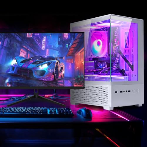White Desktop PC AMD Ryzen 7-5700G 8 core 3.9GHz 16G DDR4 RAM 512GB NVME SSD Tower Computer with Power Supply 400W J603