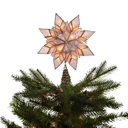 8.5-Inch Capiz Star Tree Topper with 10 Clear Lights D116437