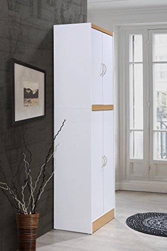 4 Door Kitchen Pantry with Four Shelves, Chocolate E848