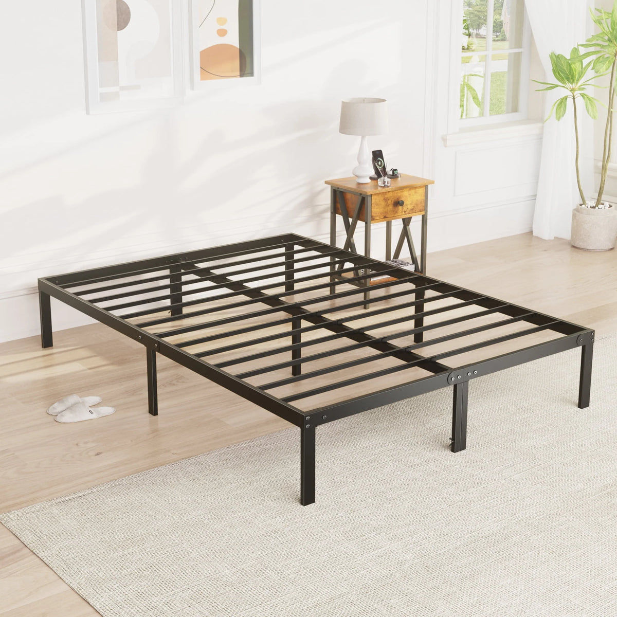 Full Size Heavy Duty Platform Bed Frame with Underbed Storage S3078