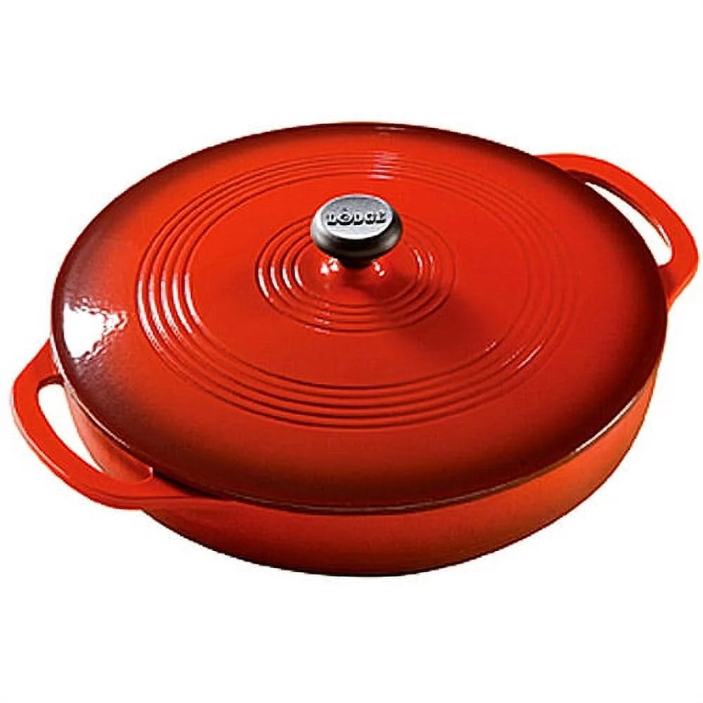 Red Enameled Cast Iron Covered Casserole U532882