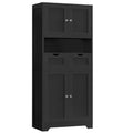 White Tall Bathroom Cabinet with 2 Drawers & 2 Adjustable Shelves & 4 Doors Q454452