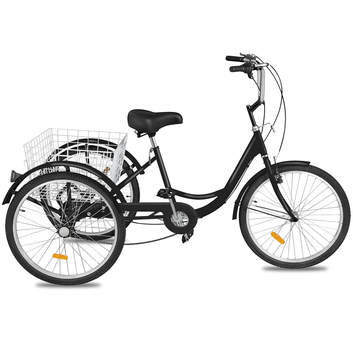 7-Speed 3 Wheel Adult Tricycle 24'' Yellow with Large Basket Z799
