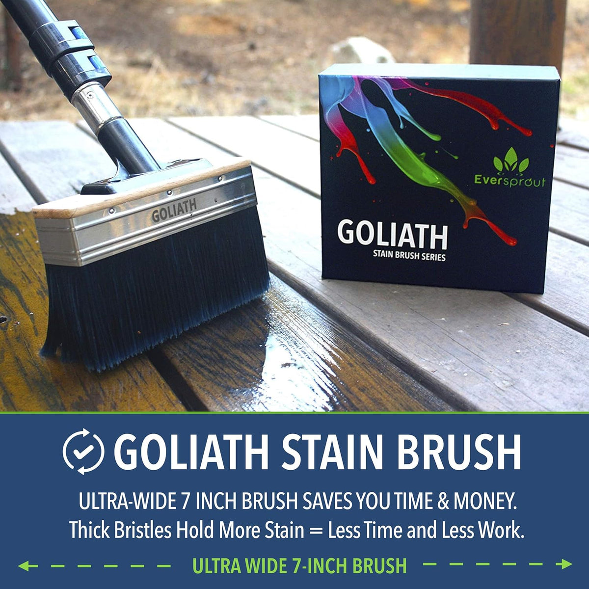 Deck Stain Brush & Extension Pole Combo, 7-Inch, Pack of 2 D401