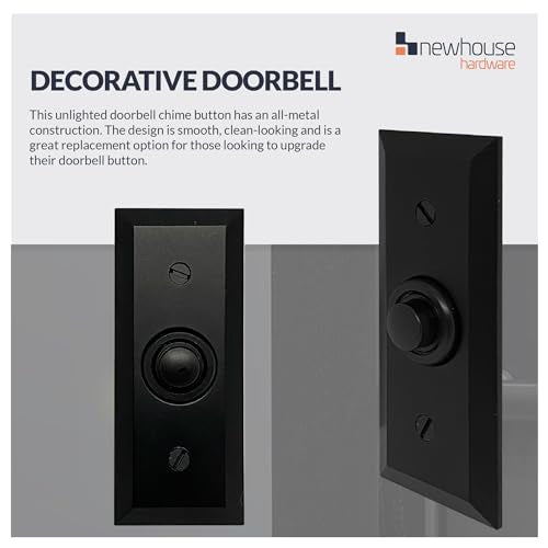 Black Rectangular Wired Metal Doorbell Button H276861