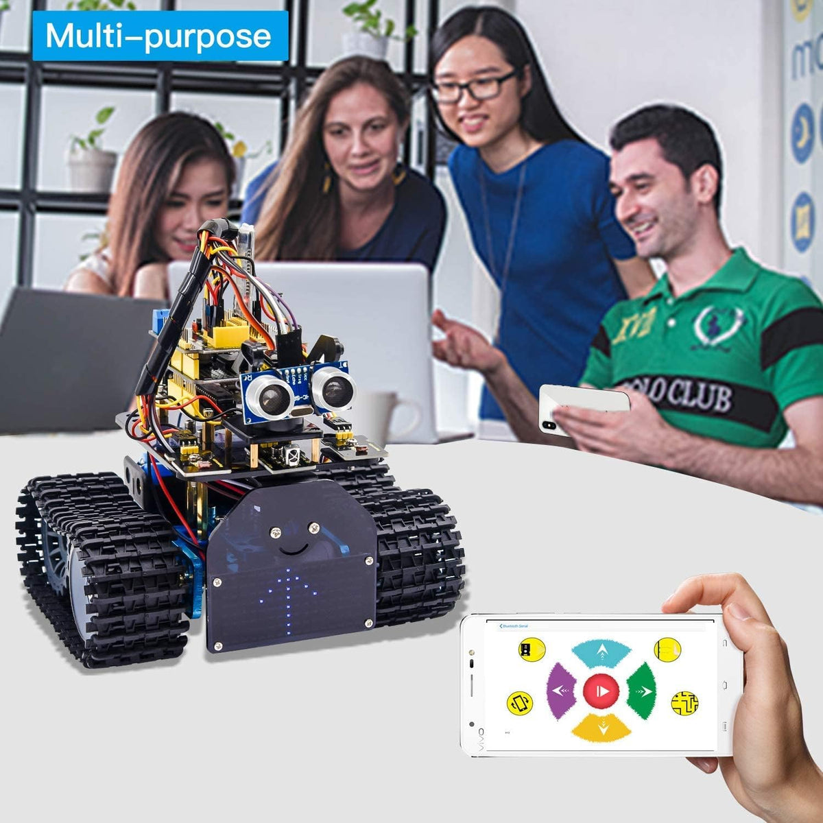 Mini Tank Robot Smart Car Kit with LED Panel I1965